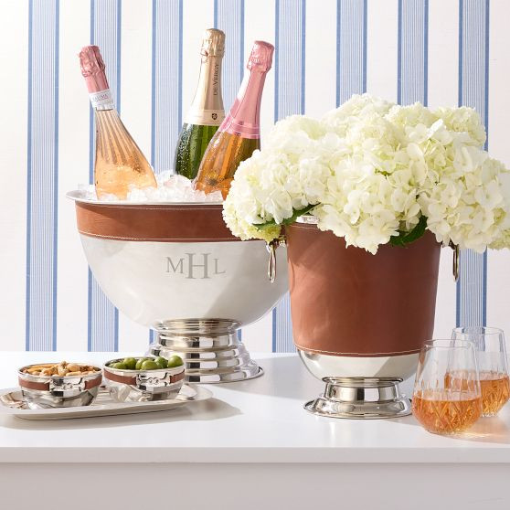 Silver and Leather Ice Bucket | Mark and Graham