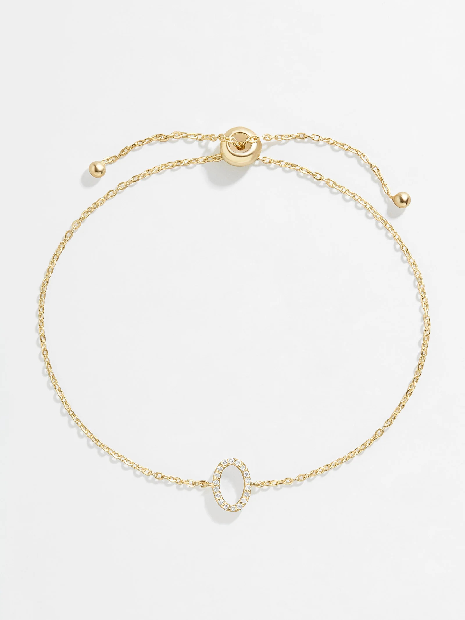 14K Gold & Diamond Initial Bracelet - Gold/Pavé - O | BaubleBar