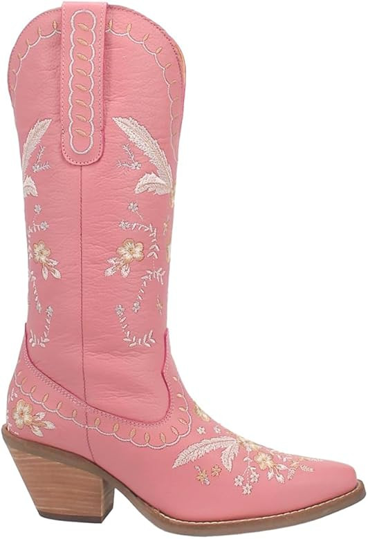 Dingo Womens Full Bloom Floral Round Toe Casual Boots Knee High Mid Heel 2-3" - Black | Amazon (US)