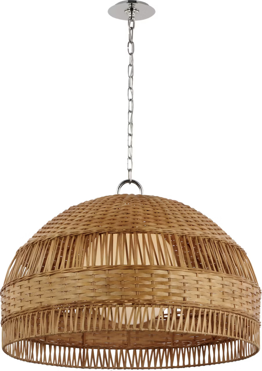 Whit Extra Large Dome Hanging Shade in Polished Nickel and Natural WickerVisual Comfort | Visual Comfort