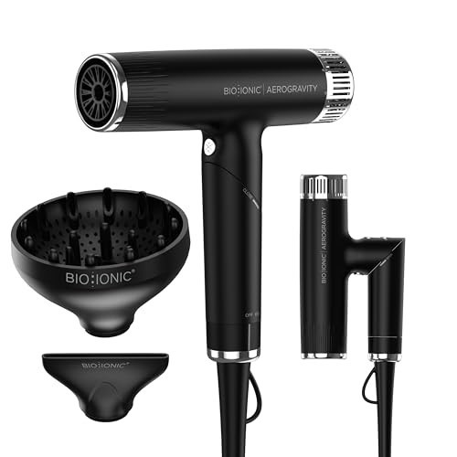 Bio Ionic AeroGravity Featherlight Hair Dryer, Foldable Handle, Reduces Frizz & Static, Compact, Ultra-Lightweight Blow Dryer, Dual Voltage, Includes Diffuser & Concentrator Nozzle, Travel Essentials | Amazon (US)