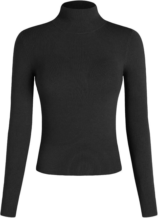 CIDER Solid High Neck Knitted Long Sleeve Top | Amazon (US)
