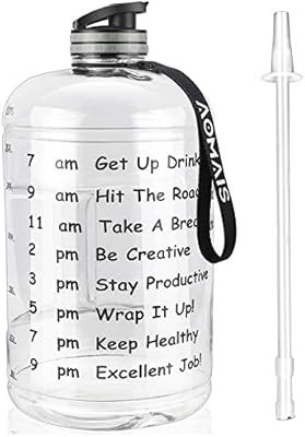 AOMAIS Gallon Water Bottle with Motivational Time Marker, Large 128 oz, Leak-Proof, Wide Mouth, B... | Amazon (US)