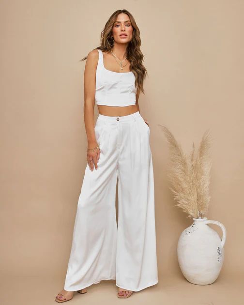 Endless Love Satin Pocketed Pants - Ivory | VICI Collection
