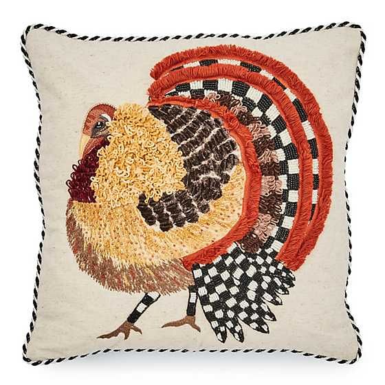 Turkey Trot Embellished Throw Pillow | MacKenzie-Childs