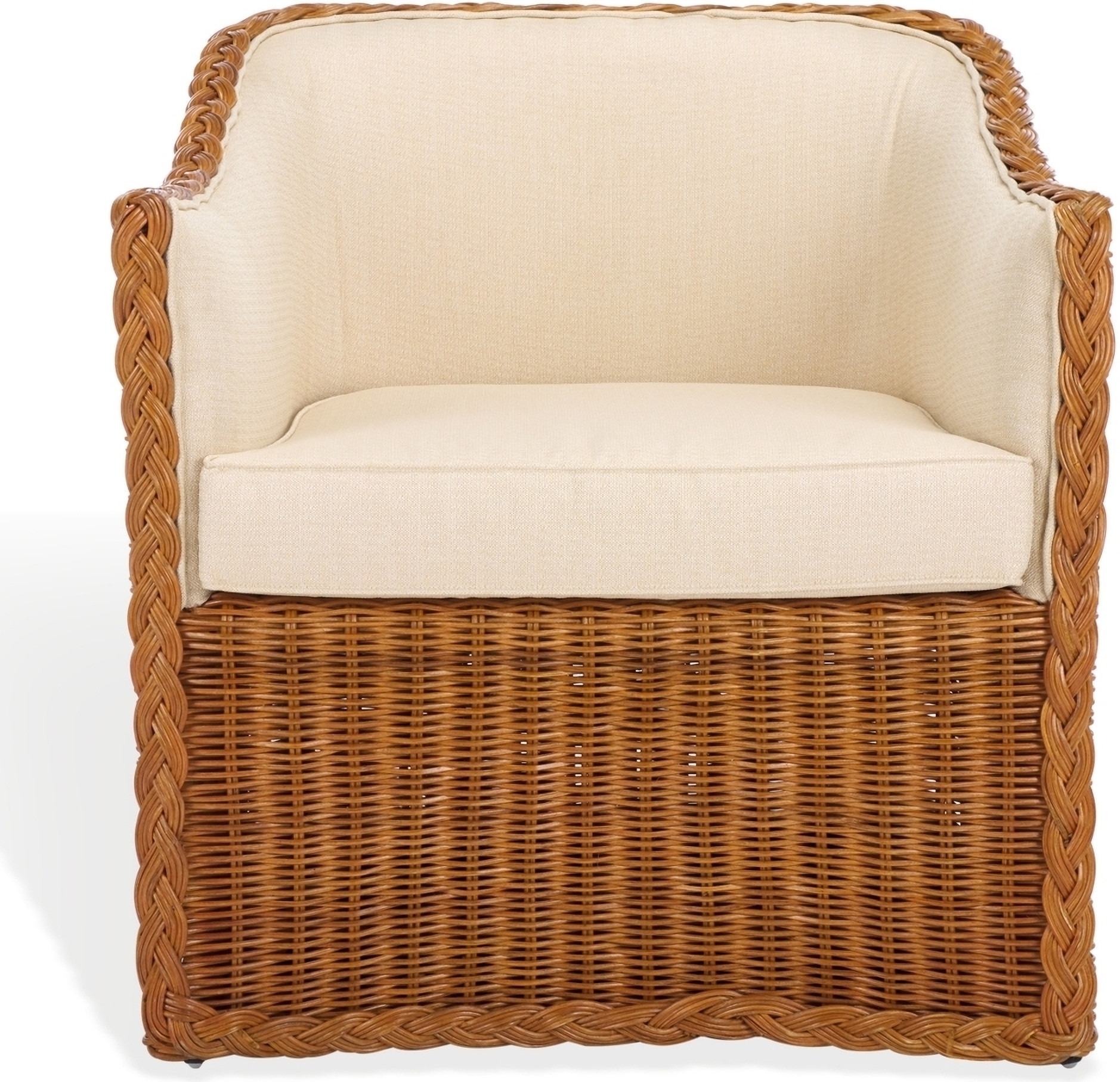 Sharon Rattan Accent Chair In Natural and Beige | 1stopbedrooms