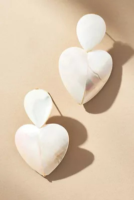 Double Heart Mother-of-Pearl Drop Earrings | Anthropologie (US)