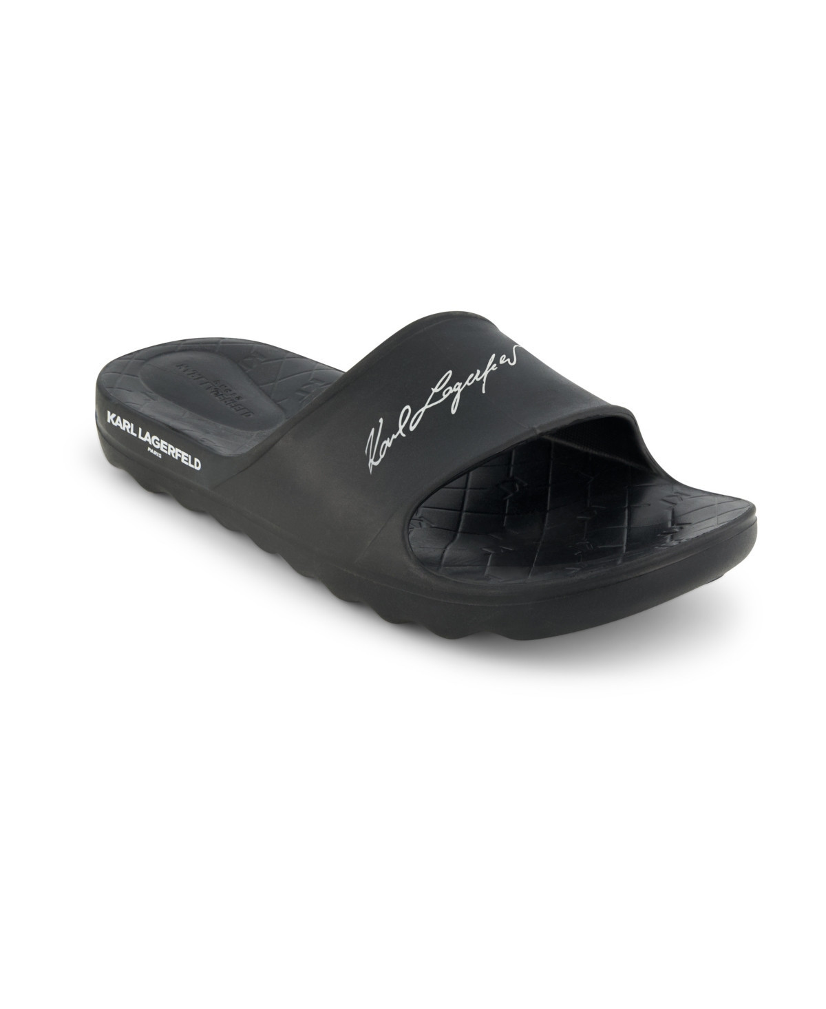 Karl Lagerfeld Paris Men's Signature Logo Print Slides - Black | Macy's