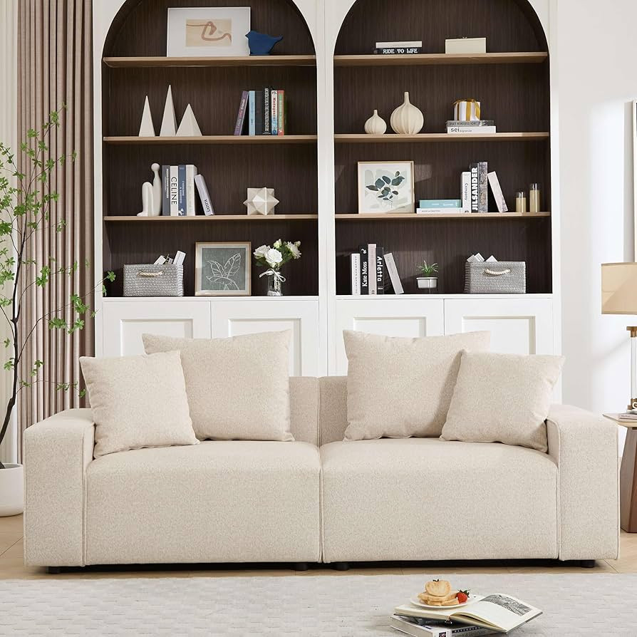 Modern Corduroy Sofa, 88.5 inch Wide, Living Room Couch with Wide Arms, 3-Seater Living Room Couc... | Amazon (US)