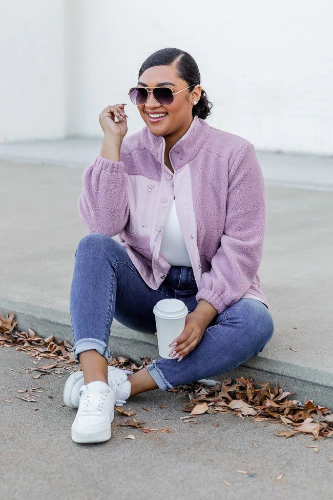 Making Time For Me Purple Sherpa Jacket DOORBUSTER | Pink Lily