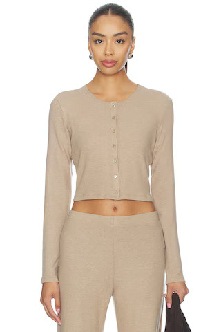 LESET Lauren Crop Cardigan II in Nude. - size S | Revolve Clothing (Global)