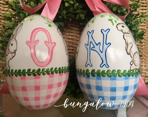 Large 7.5 Painted Ceramic Easter Egg Gingham Check | Etsy | Etsy (US)