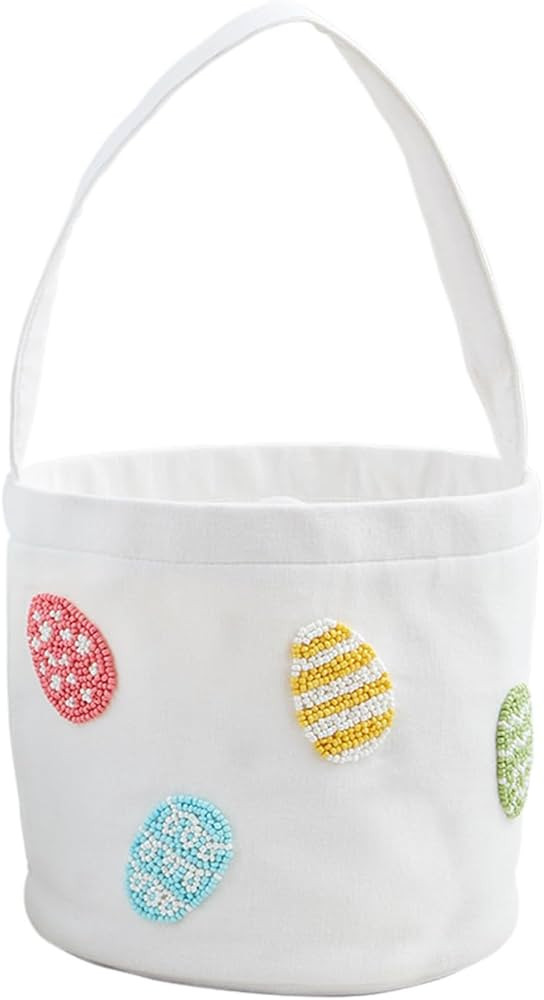 Mud Pie Easter Egg Beaded Bucket; 7 1/2" x 8 1/2" | Amazon (US)