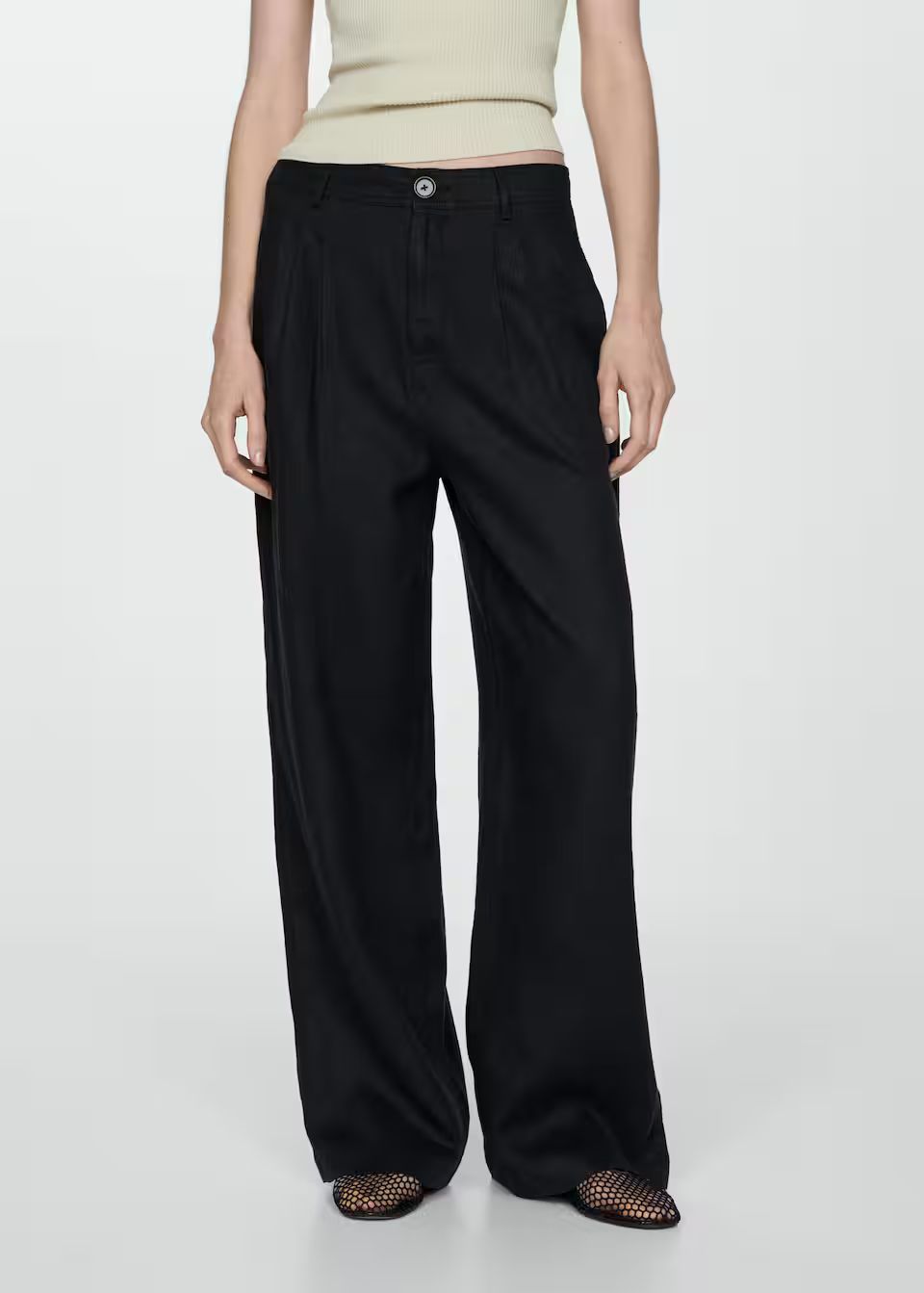 100% linen wideleg pants -  Women | Mango USA | MANGO (US)