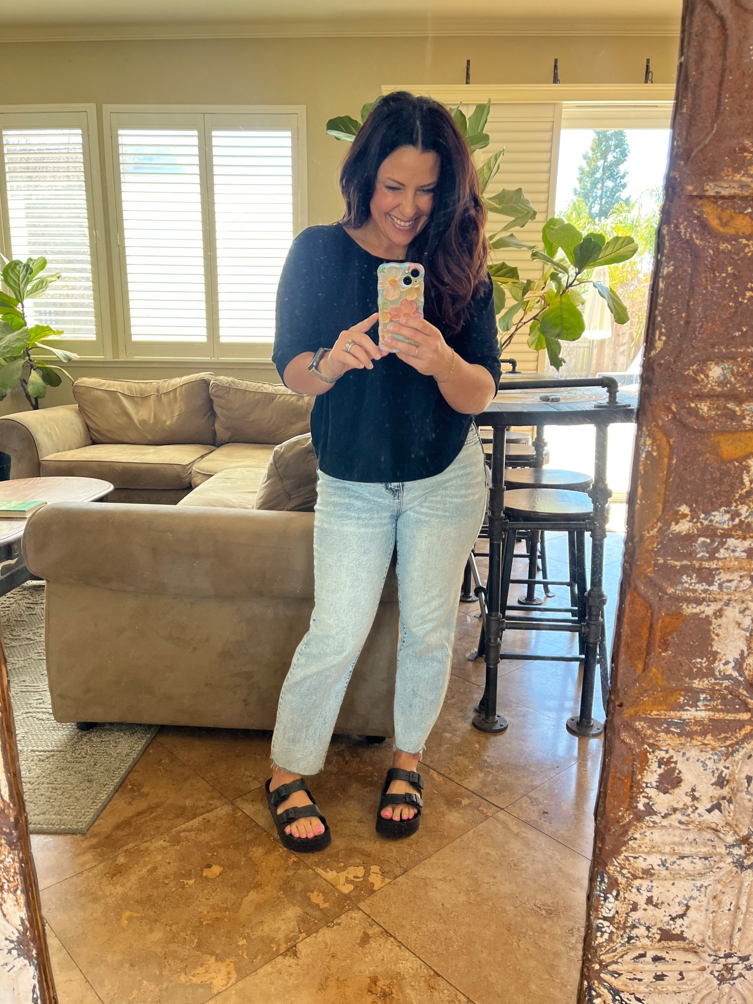 It was over 70 degrees yesterday and my go to petite friendly straight leg jeans have been restocked! 🙌🏼 They also come in white, sizes 2-20 and are under $22. I’m 5’2” and wearing a 4. 

I pulled out these platform Birkenstock rubber dupes that are a steal! 

Weekend look
Petite style
Easy outfit

#LTKPetite #LTKStyleTip #LTKShoeCrush