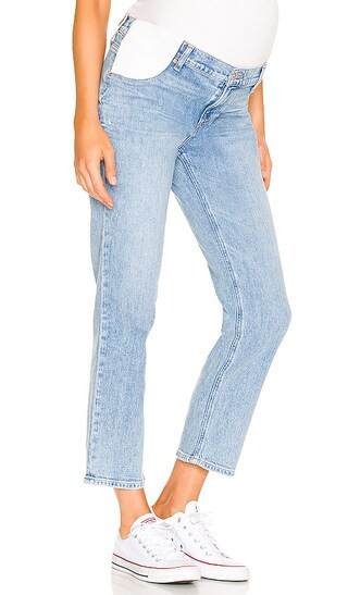 PAIGE Maternity Noella Straight Jeans in Denim-Light. - size 32 | Revolve Clothing (Global)