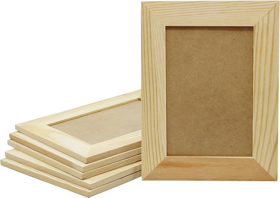 Pack of 6 - Unfinished Solid Pine Wood Picture Frames For Arts & Crafts, DIY Painting Project - S... | Amazon (US)