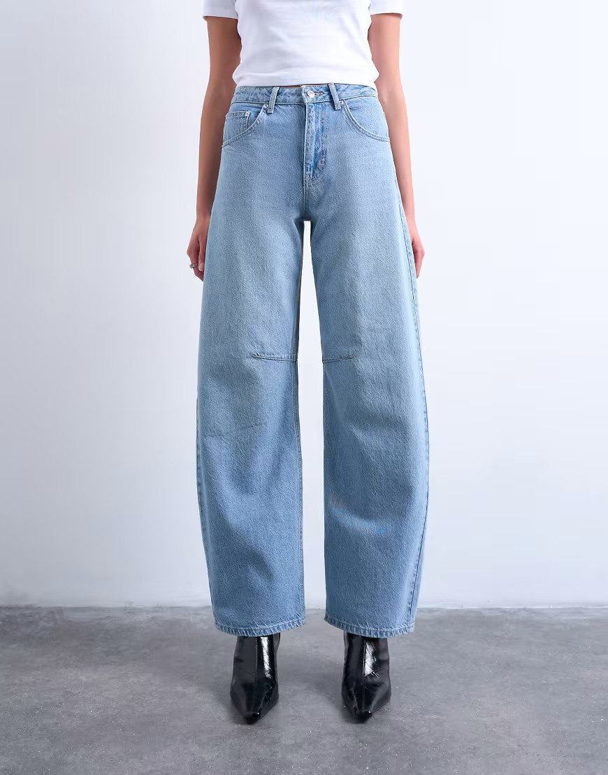 Topshop Barrel high rise jean in bleach-Blue | ASOS (Global)