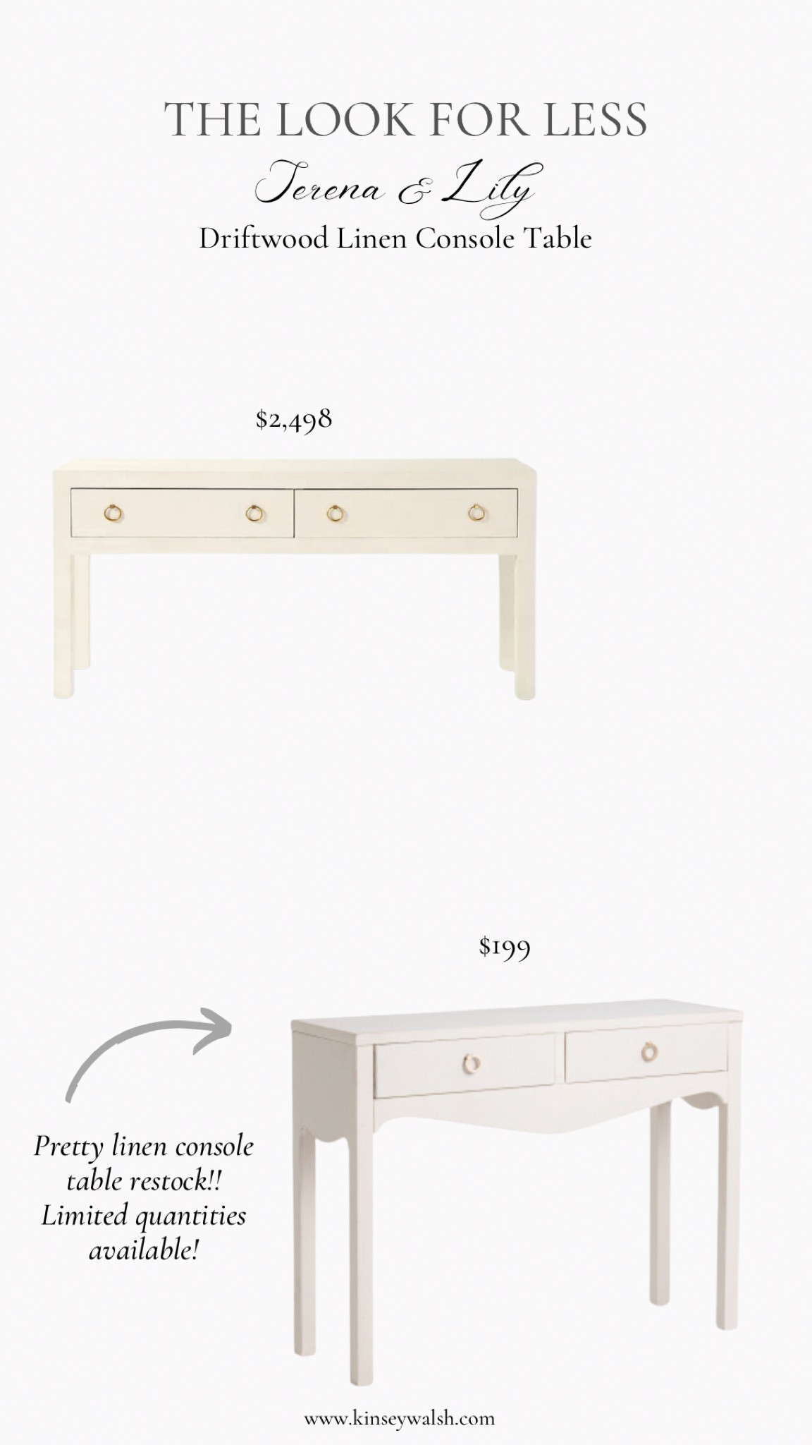 Linen console table Serena Lily designer inspired dupe driftwood console entryway table neutral white cream table 

#LTKhome #LTKstyletip #LTKFind