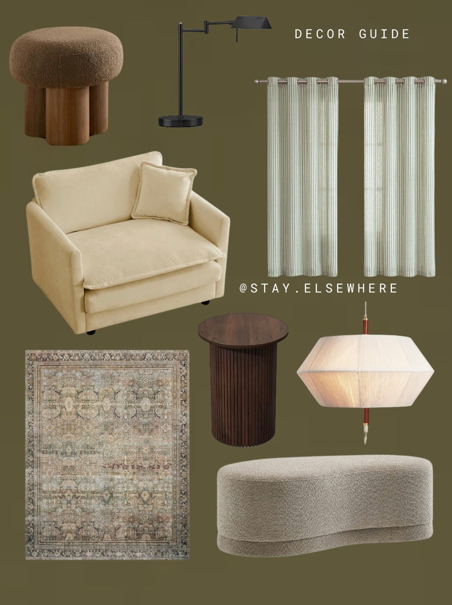 Decor guide | living room | lighting | stripes | fluted table | boucle ottoman 

#LTKHome
