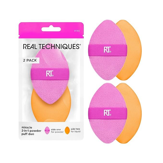 Real Techniques Miracle 2-In-1 Powder Puff, Dual-Sided, Full-Size Makeup Blending Puff, Reversibl... | Amazon (US)