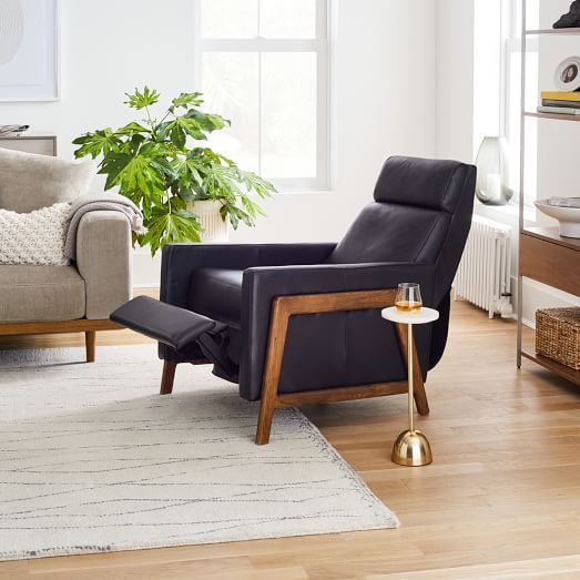 Spencer Wood-Framed Leather Recliner | West Elm (US)