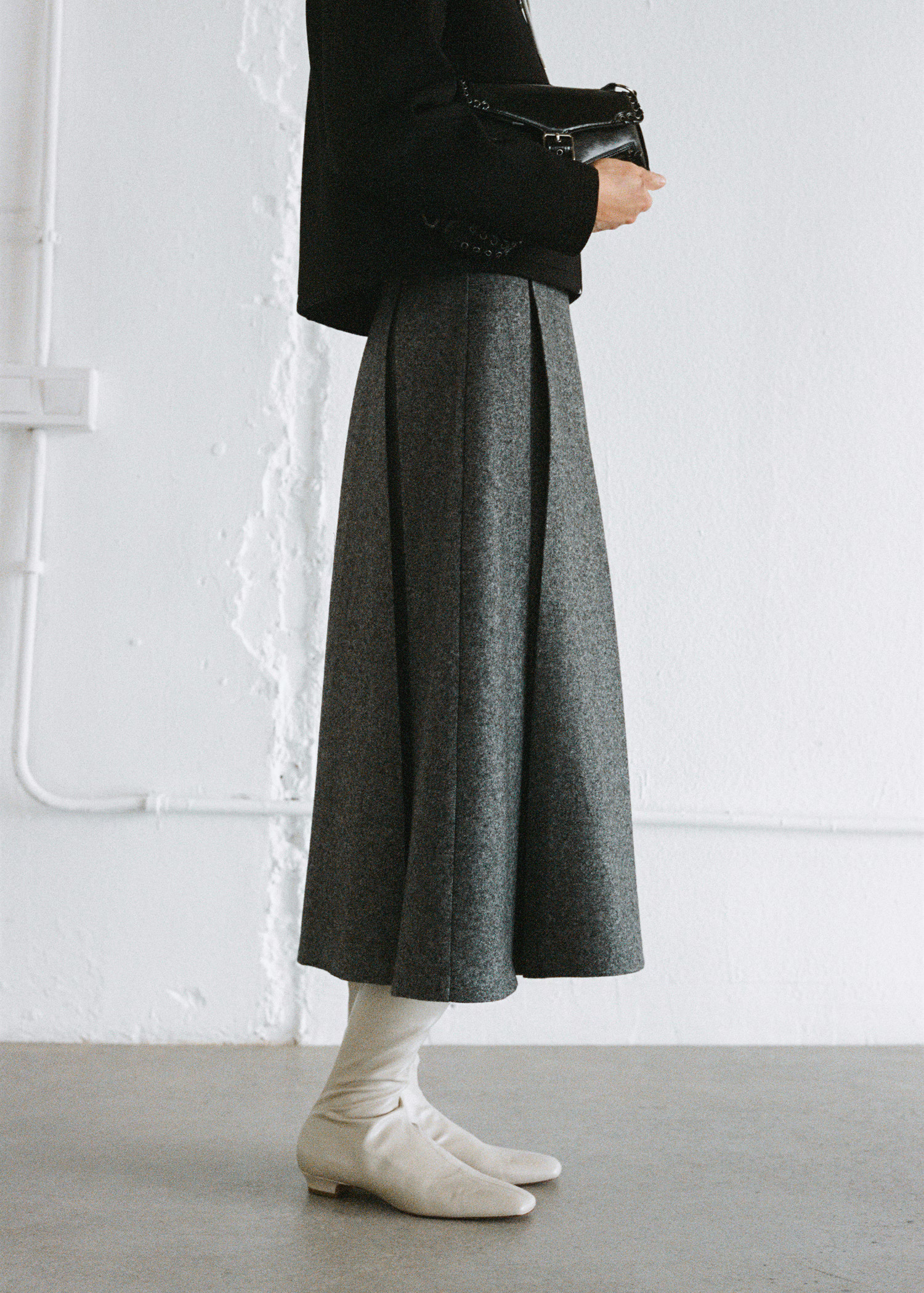 Marbled wool pleated skirt | MANGO (UK)