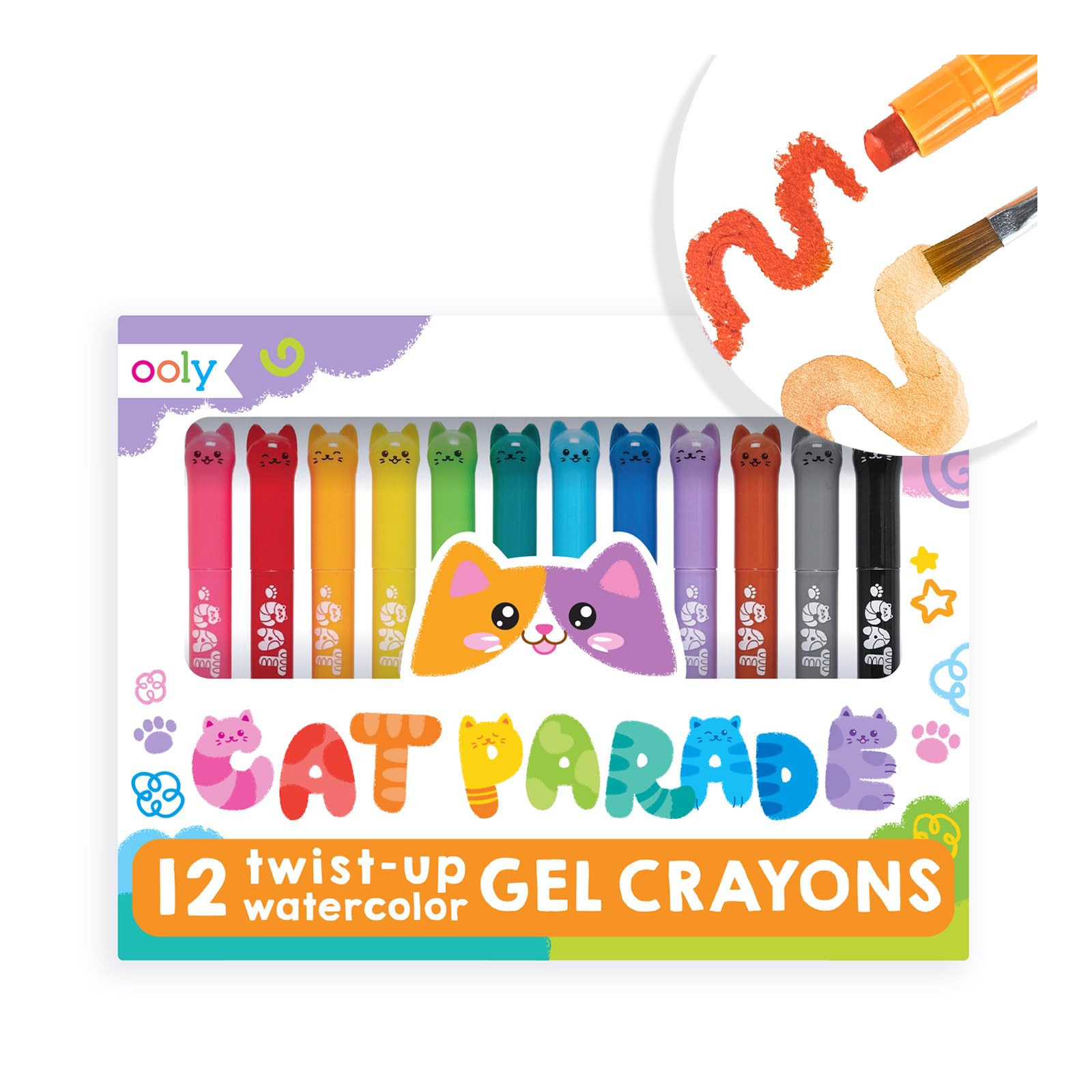 Ooly Cat Parade Gel Crayons for Kids and Adults - Set of 12 Rainbow Color Crayons for Glass and P... | Amazon (US)