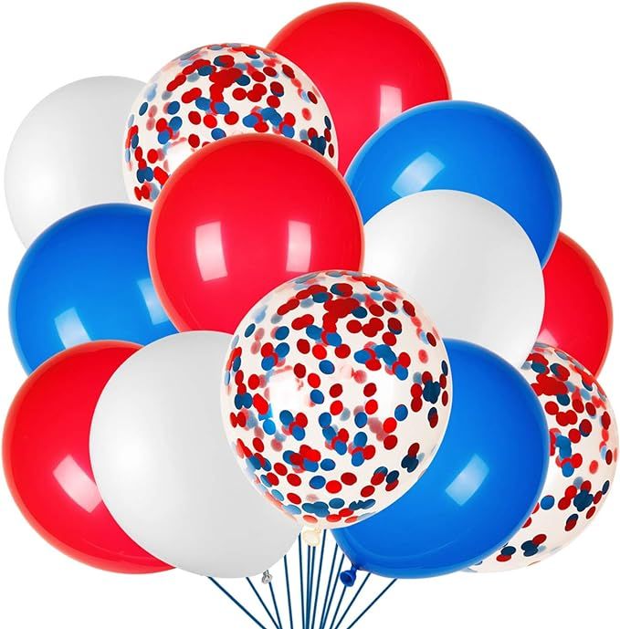 JOYYPOP 80Pcs Red White and Blue Latex Balloons with Confetti Balloons for 4th of July Decoration... | Amazon (US)