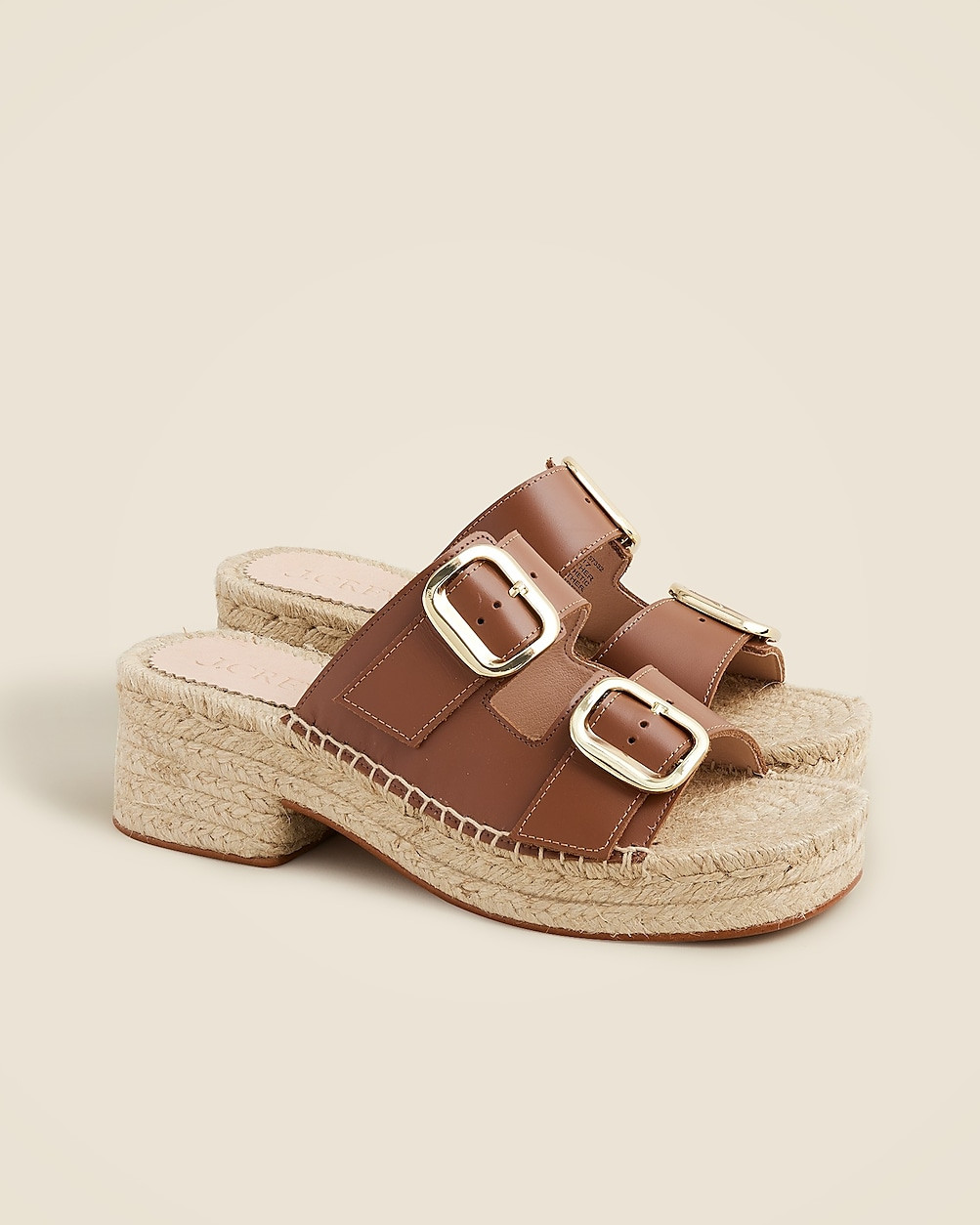 Made-in-Spain block-heel espadrilles in leather | J. Crew US