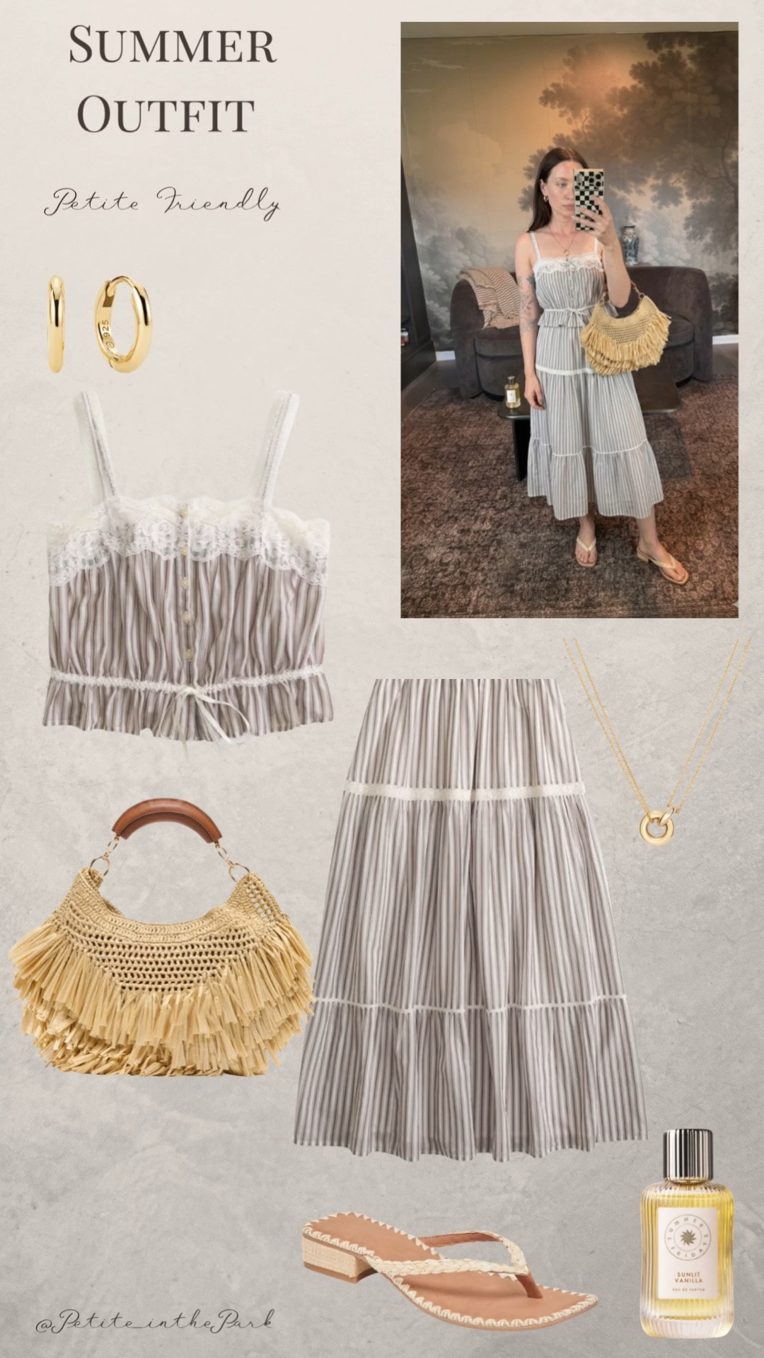 Summer petite outfit  

Summer outfit, summer trends, casual summer outfit, petite summer outfit, summer fashion, summer style, petite style, petite summer style, casual petite outfit, minimal outfit, minimal summer outfit, lace top, striped top, summer top, maxi skirt, lace skirt, striped skirt, sandals, tan sandals, shoulder bag, raffia bag, tan bag, tan purse, gold earrings, gold hoop earrings, gold necklace, minimal jewelry  #casualoutfit #petiteoutifts #summeroutfits #summeroutfit2026 #summertrends

#LTKSeasonal #LTKPetite #LTKTravel