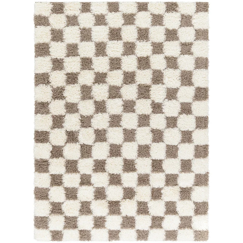 Molly Checkered Machine Woven Polypropylene Area Rug in Cream/Light Beige | Wayfair North America