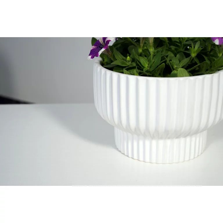 Better Homes & Gardens Pottery 8" x 8" x 5" Round White Ceramic Plant Planter with Weather Resist... | Walmart (US)