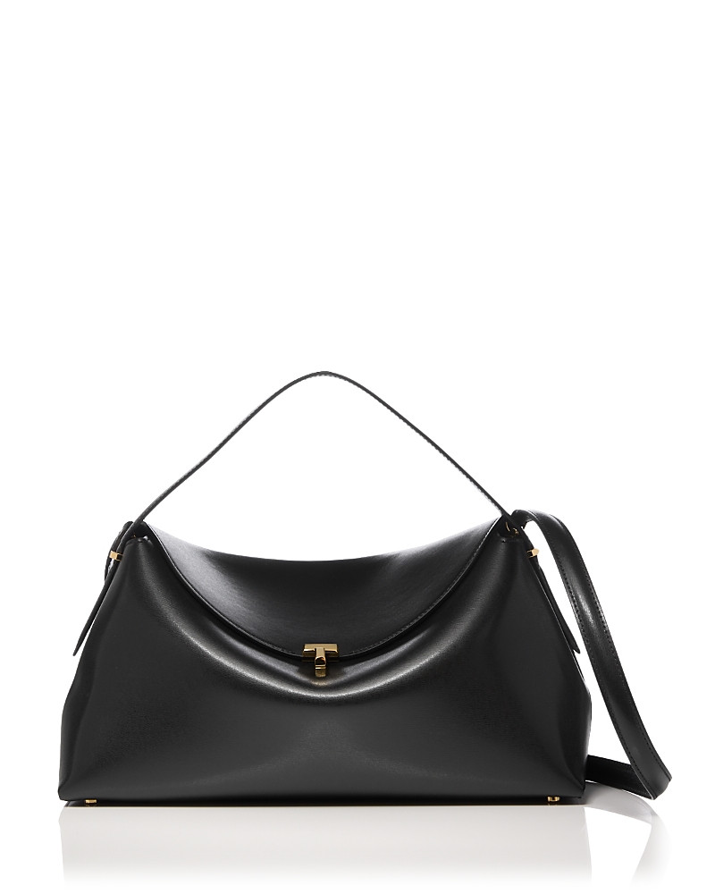 Toteme T-Lock Smooth Leather Convertible Top Handle Bag in Black | Bloomingdale's (US)