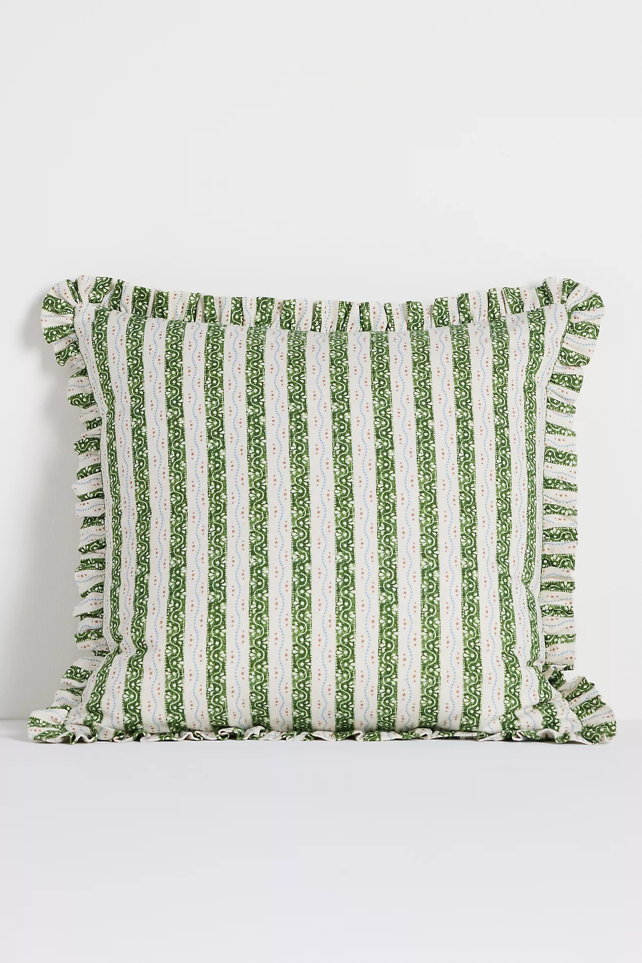 Ivy Cotton Printed Ruffle Pillow | Anthropologie (US)