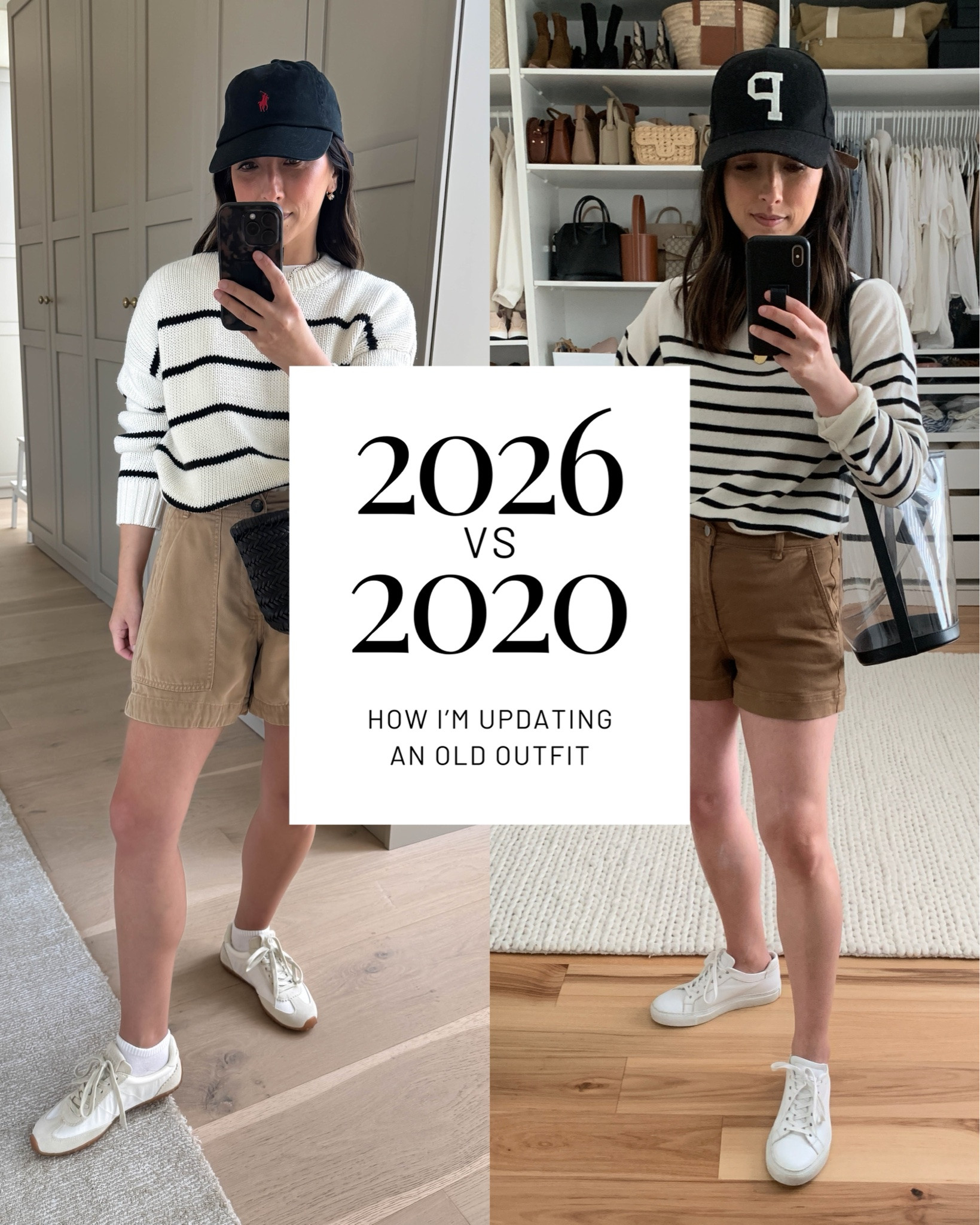 The colors still work - the proportions just needed updating. Longer shorts and better balance made this outfit feel much more current.

Outfit details:
Jenni Kayne sweater xs 
Everlane shorts 2 - run big.
Amazon socks
Zara sneakers 6
Polo hat
Dragon diffusion triple jump small

#LTKPetite #LTKmomlife #LTKootd