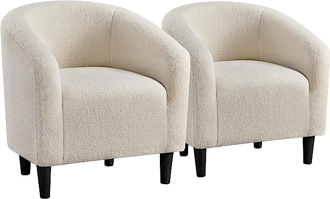 Yaheetech Set of 2 Modern Style Accent Barrel Chair Upholstered Chair Arm Chair Club Chair for Li... | Amazon (US)
