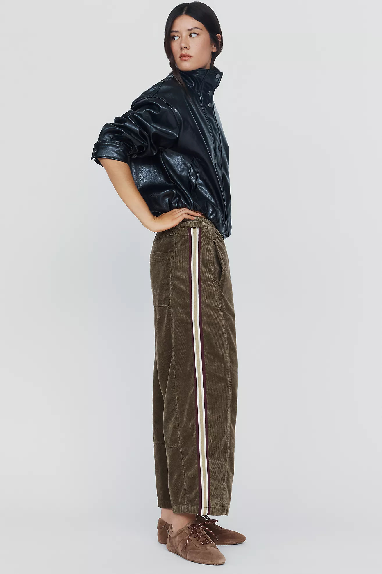 Pilcro Izzie Relaxed Corduroy Pull-On Barrel Pants | Anthropologie (US)