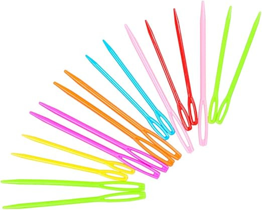 Hekisn Large-Eye Plastic Sewing Needles, Colorful Safety Lacing Needles, 2 Different Sizes Yarn S... | Amazon (US)