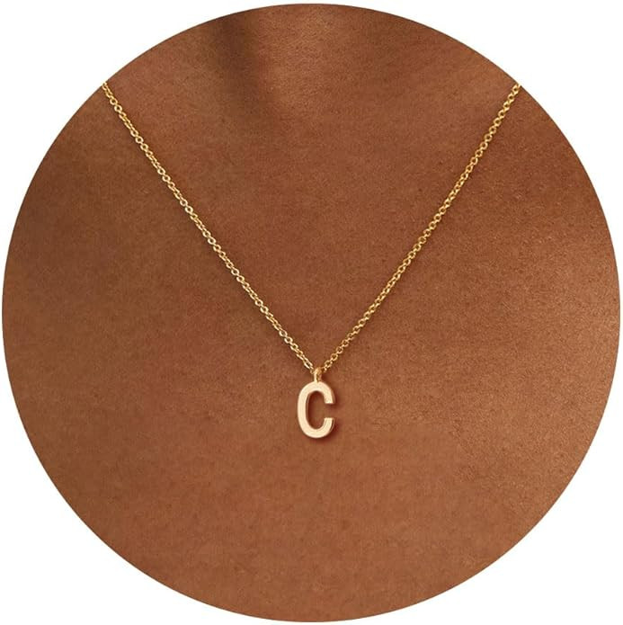 HANLI Initial Necklaces for Women - 14k Gold Plated Dainty Letter Necklace Alphabet A-Z Necklace ... | Amazon (US)