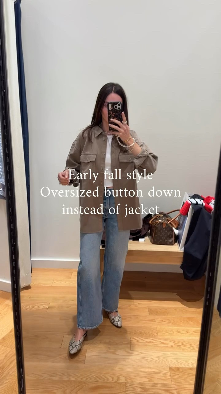 J.Crew barrel leg jeans, size 25 and oversized button down.