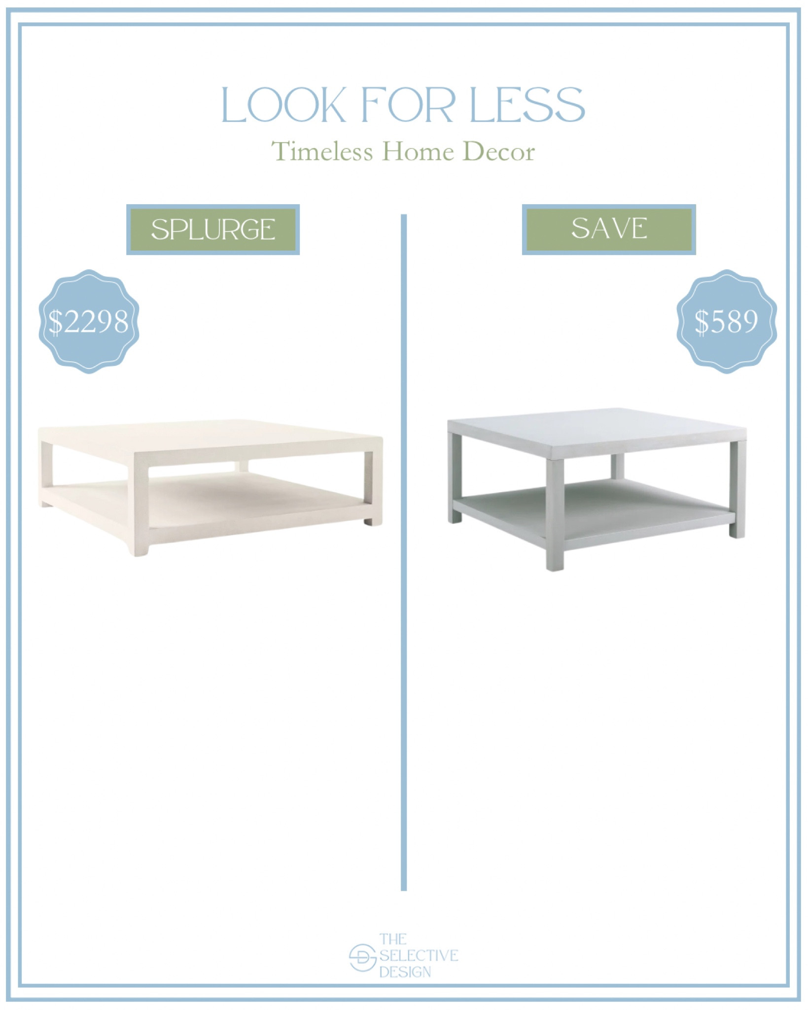 Timeless Square white coffee table look for less 👏🏼

Home decor look for less, designer look for less, home decor designer dupe, splurge or save, off white coffee table, blue coffee table, white coffee table, square coffee table, coastal coffee table, timeless coffee table, classic coffee table, traditional coffee table, living room furniture, grandmillennial home decor, southern traditional home decor, Serena and Lily dupe, Serena and lily look for less 

#LTKSaleAlert #LTKStyleTip #LTKHome