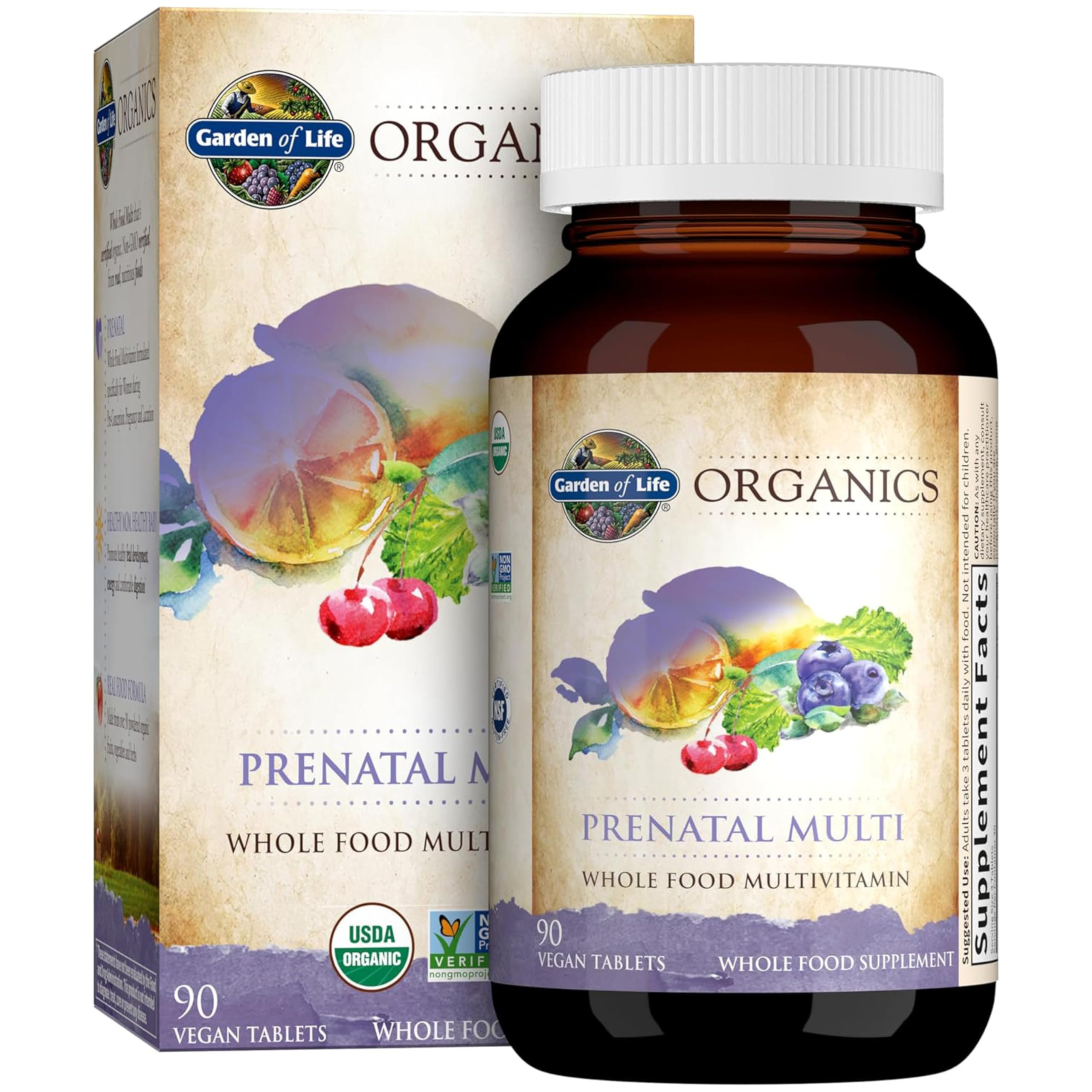 Garden of Life Prenatal Vitamins Organics Prenatal Multi - 90 Tablets, Vegan Whole Food Multivita... | Amazon (US)
