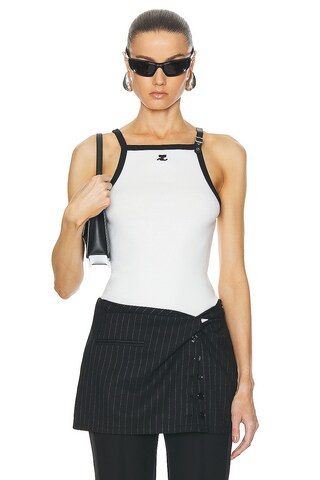 Courreges Buckle Contrast Tank Top in White | FWRD 