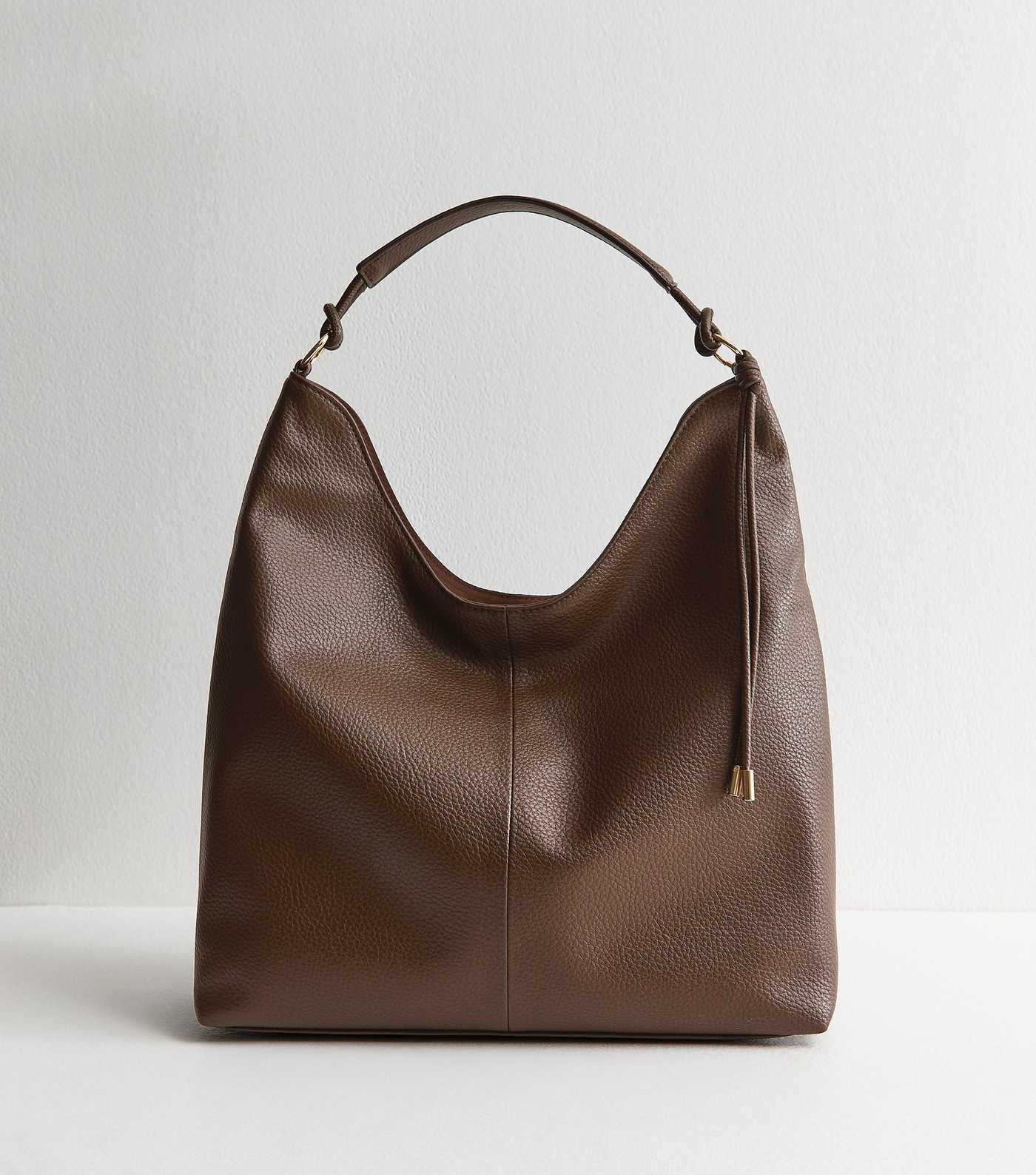 Dark Brown Faux Leather Tassel Hobo Tote Bag | New Look | New Look (UK)