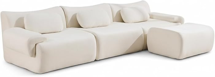 Boneless Cloud Couch Modular Sectional Sofa 118", Curved Modern Couch with Ottoman, Deep Seat Com... | Amazon (US)