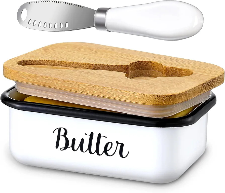 Butter Dish with Lid and Butter Curler Knife for Countertop - Unbreakable Metal Keeper Container ... | Amazon (US)