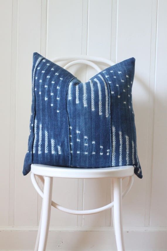 20" x 20"" Indigo African Pillow Cover | Etsy (US)