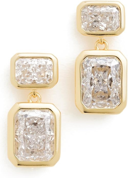 SHASHI Women's Emerald Baguette Drop Earrings, Gold, One Size | Amazon (US)