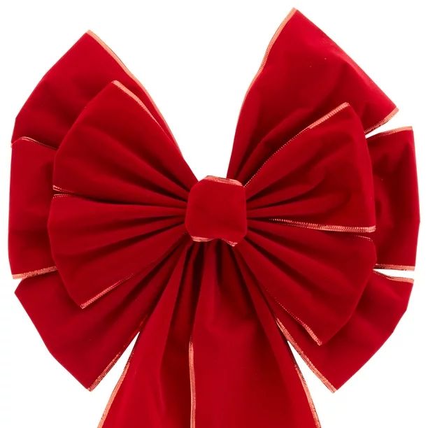 Holiday Time X-Large Velvet Bow Hanging Christmas Decoration Red Acrylic Bow, 15" x 2" - Walmart.... | Walmart (US)